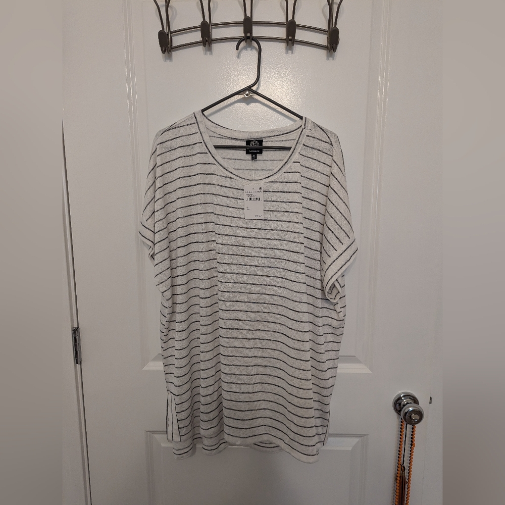 NWT Bobeau Striped Side Slit T-Shirt Size 3X